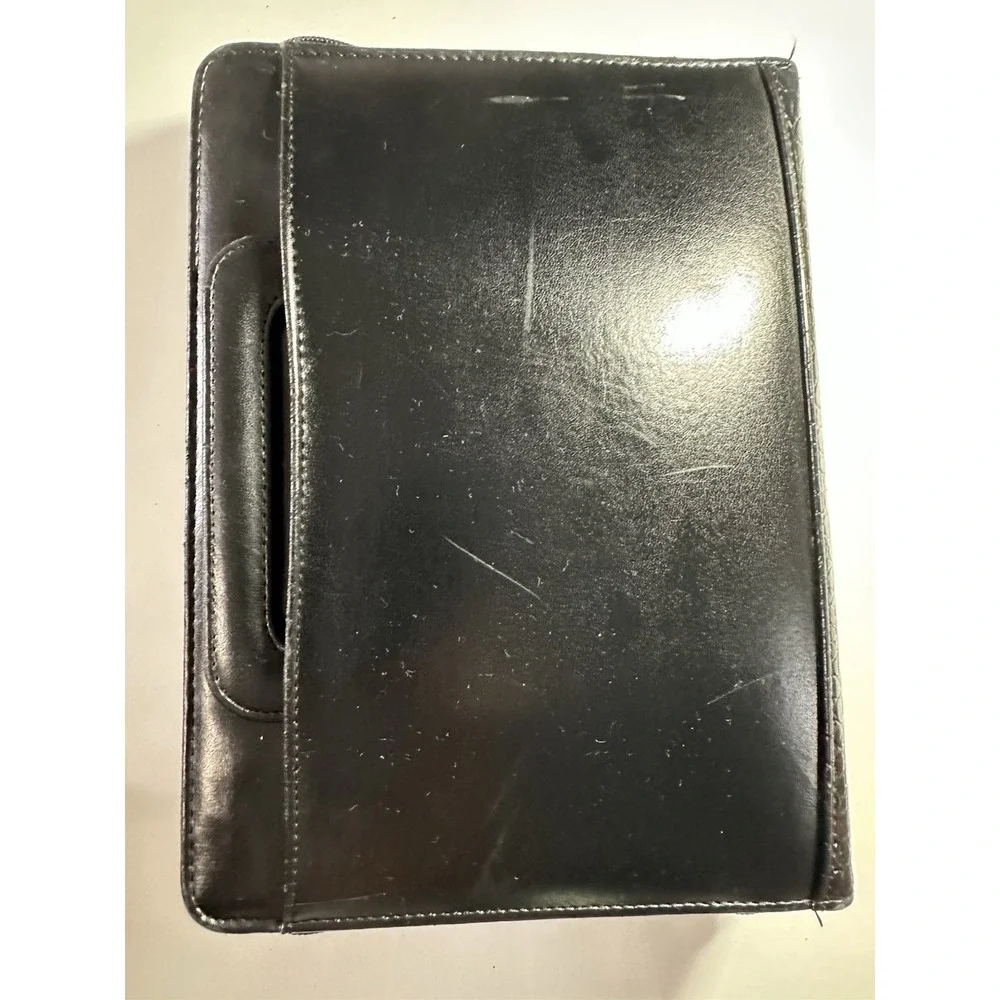 Franklin Covey 365 Planner Black Faux Leather Croc Binder Handles 7 Ring Zip
